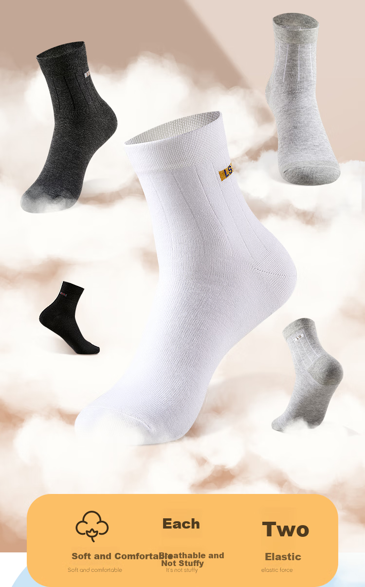 LangSha Children's Socks, Boys' Comfortable Breathable Long Socks, for Older Children, High School Students, Teenagers, Men's Mid-Calf Socks, 6 Pairs Pack 2