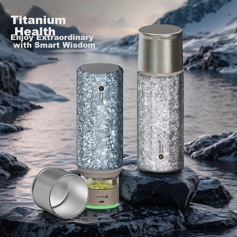 Hongmengzhixuan Titanium Cup AI Smart Star-Shine Tea Infuser Mug, Pure Titanium Insulated Tumbler, Large Capacity Water Bottle for Men And Women, Gift