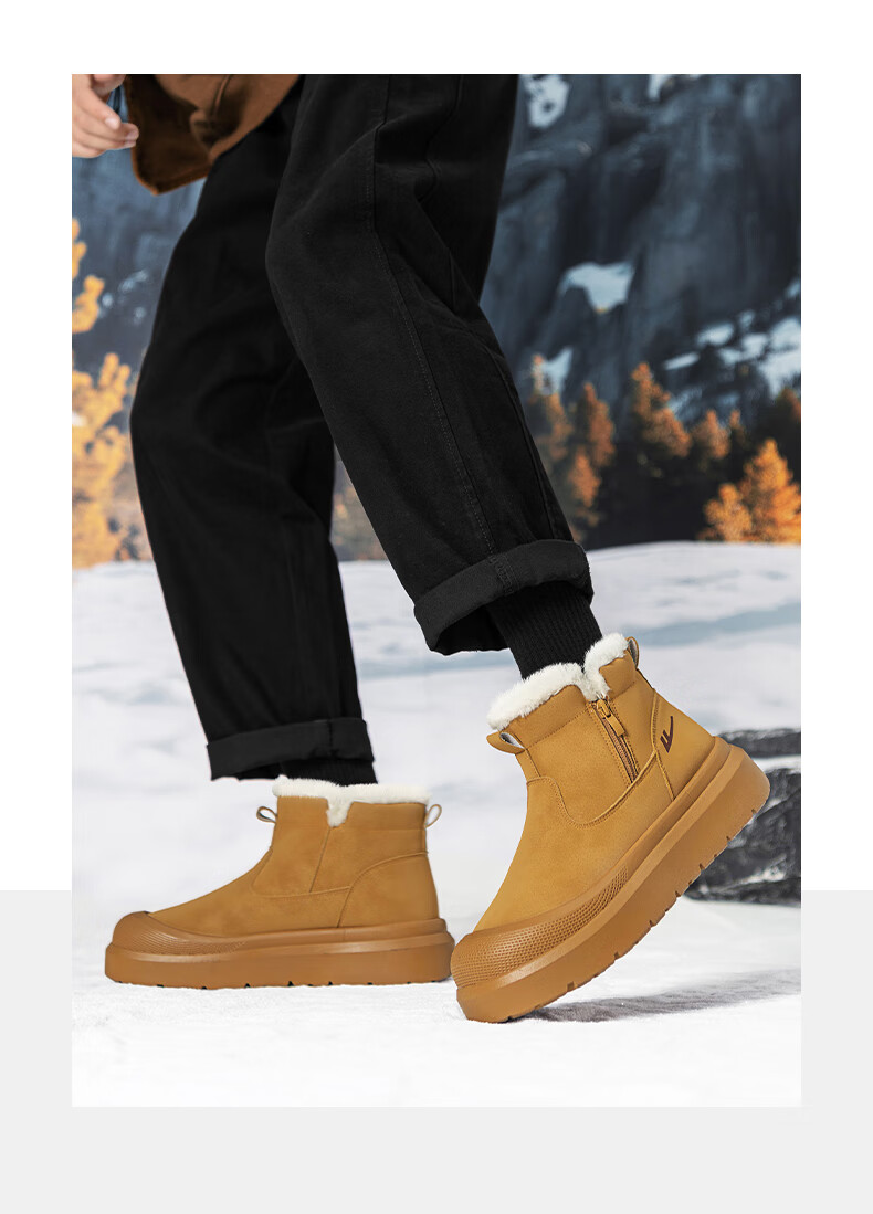 Warrior Men's Snow Boots 2025 Autumn Winter New Men's Cotton Shoes Fleece Lined Thickened Warm Casual Shoes Black 39 18
