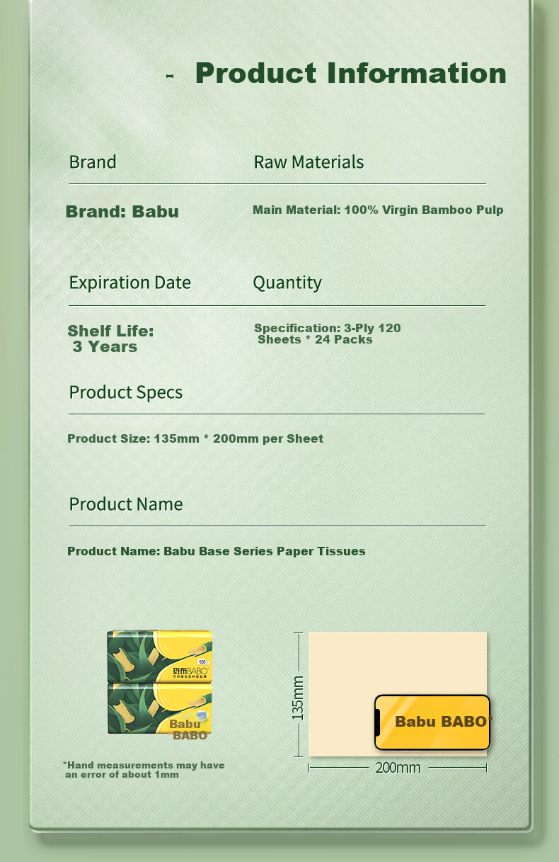 Bamboo 3-Ply Facial Tissue 120 Sheets x 96 Packs Large Size S Paper Napkins Toilet Paper Bulk Box Shipment 4