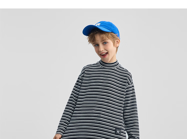 DISNEY Children's Clothing, Boys And Girls Half-Turtleneck Striped Long-Sleeve Top Undershirt, Spring 2025 DB442DE04 Black 120 13