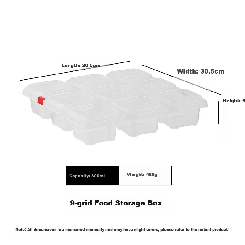 Baijie Food Sample Storage Box, Kindergarten School Hotel Fresh-Keeping Material Sampling Box, 9 Compartments Integrated (With Labels)