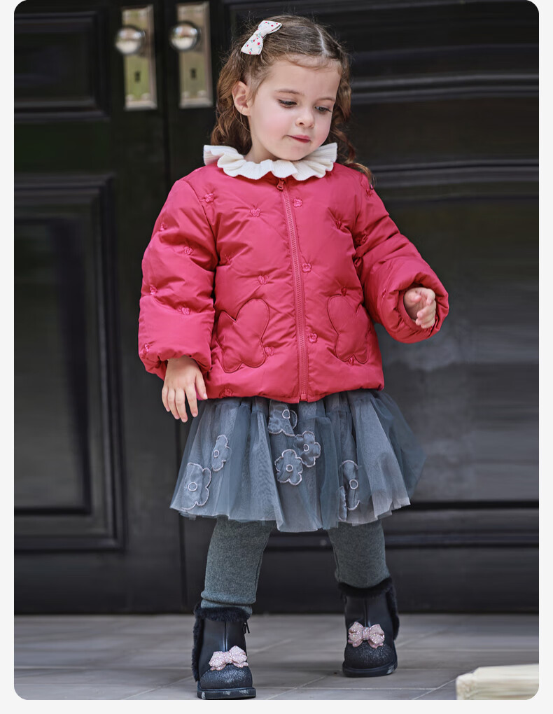 DAVE & BELLA Kids Down Jacket Girls Antibacterial Fleece Waterproof Winter Coat 3