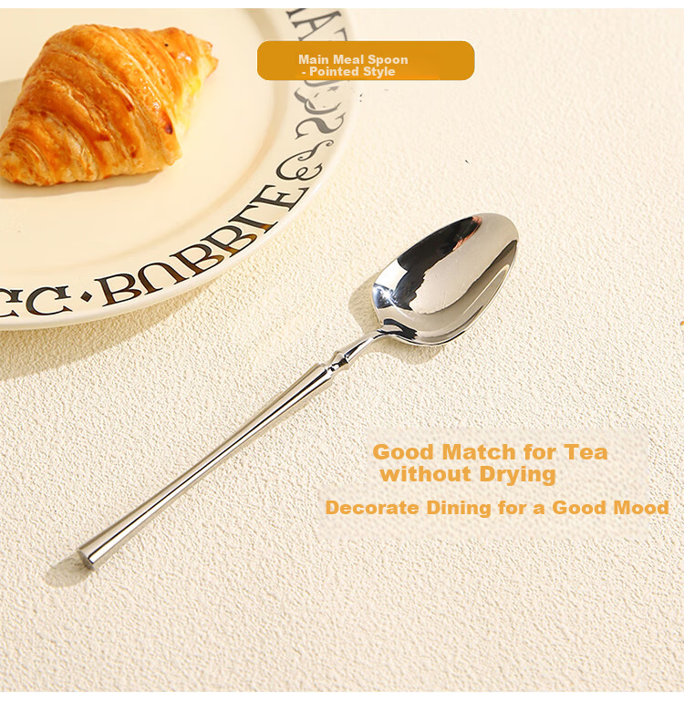 Shihua 304 Stainless Steel Spoons, Set of 2, Small Waist Round Handle Dining Spoons, Enlarged Soup Spoons, Soup Ladles, Rice Spoons 6