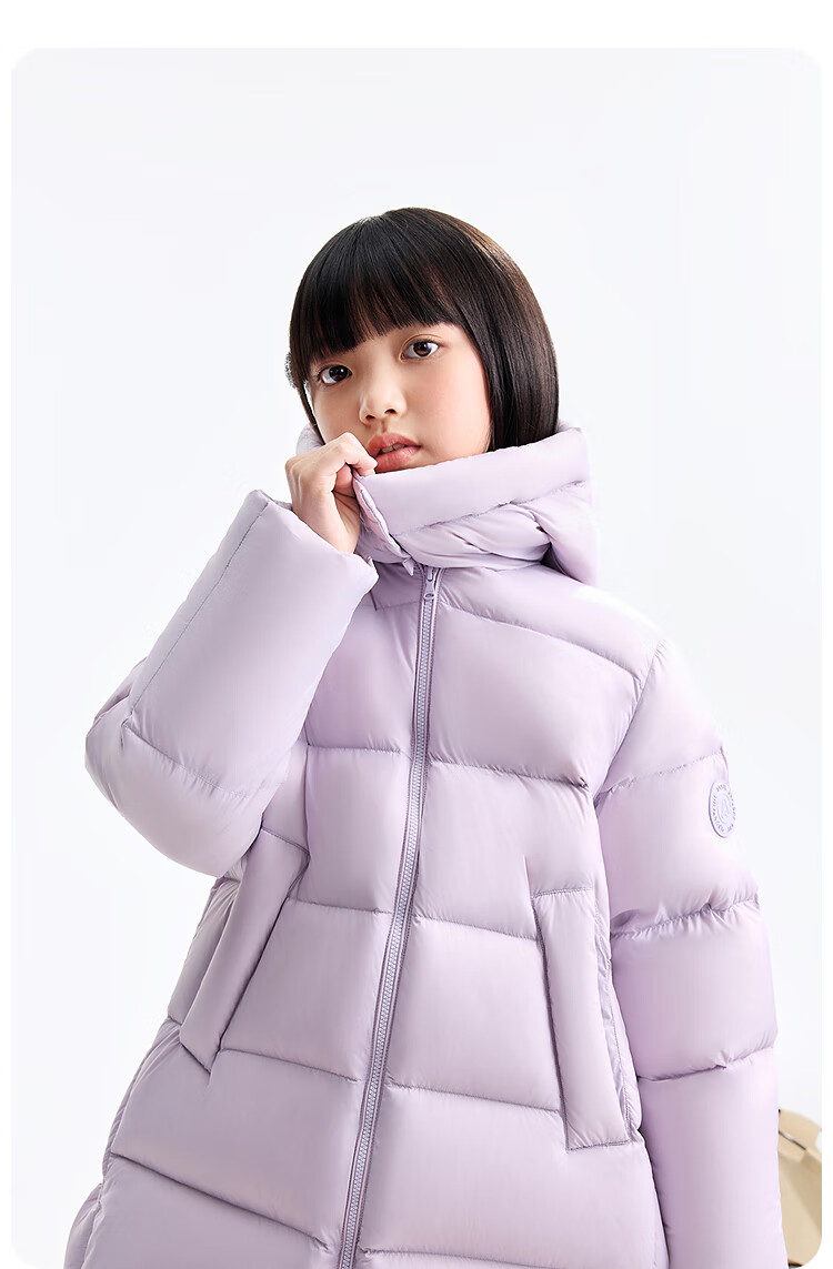 Annil Kids Unisex Extended Down Jacket 2025 Winter New Warm Coat Light Wheat Apricot 170 6