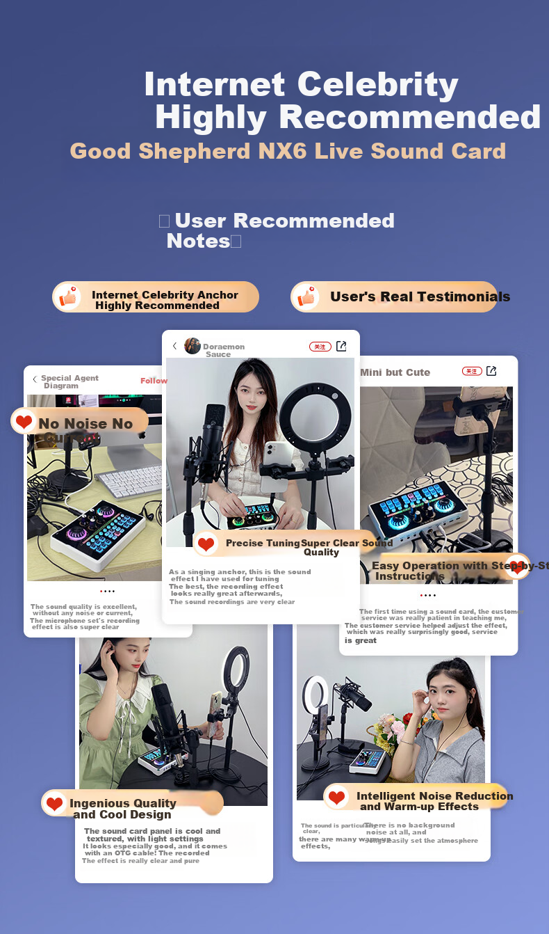 Haomuren Sound Card Kit, Live Streaming Equipment Set, Karaoke Microphone, Mobile Phone Singing Specialized, Internet Celebrity Douyin Host Outdoor Voice Recording, Professional Microphone, Computer Voice Changer 1