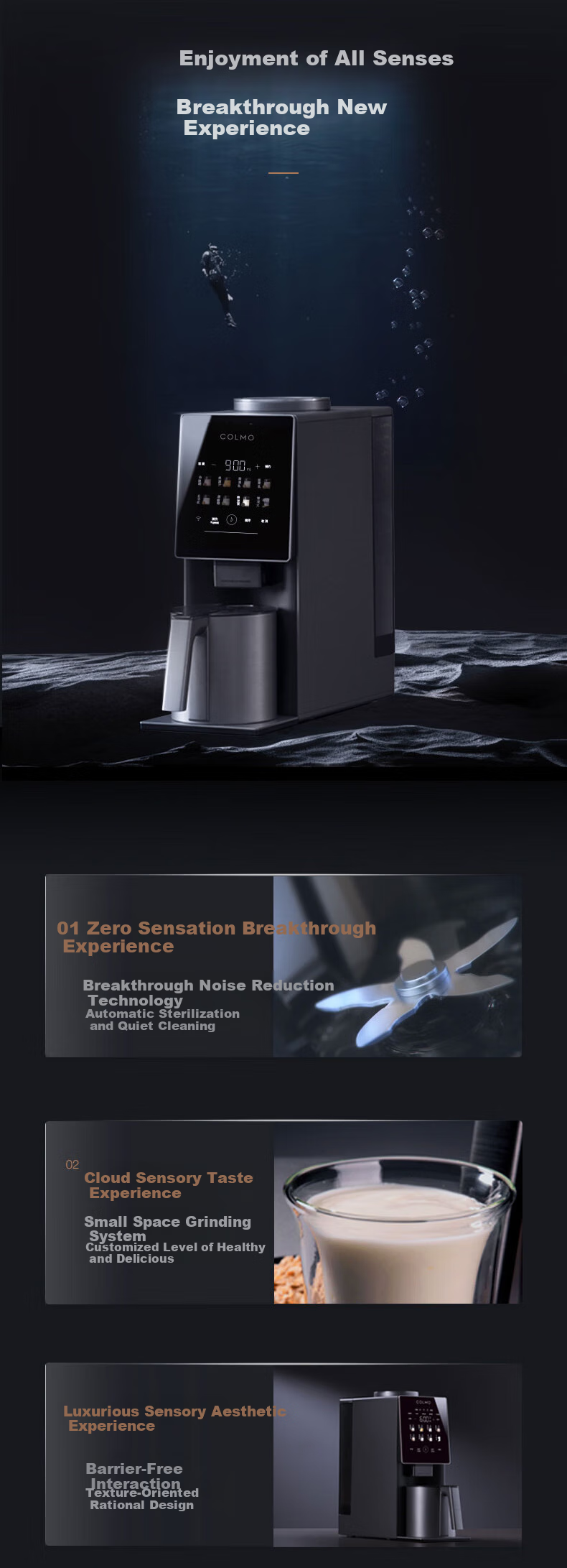 COLMO Blender, 1.2L Variable Frequency Quiet Operation, Hands-Free Automatic Multi-Functional Food Processor, Grain Juicer And Soy Milk Maker, Hot Air Sterilization, Self-Cleaning, CJPB12 2