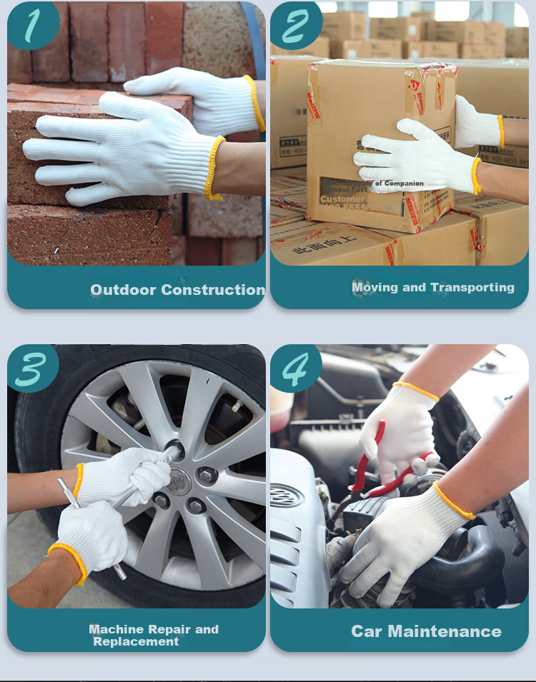 Xinyuechanghui Safety Gloves, Thickened Nylon Gloves, Non-Slip Wear-Resistant Yarn Gloves, Construction Site Work Protection White Gloves B11421, Jingcang Express Delivery | 640 High-Quality Nylon 24 Pairs 10