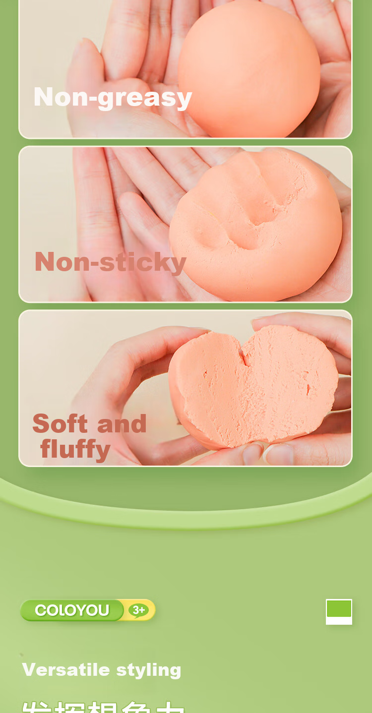 Coloyou Flour-Based Modeling Clay Children's Set, Non-Toxic Play Dough, Rubber Clay Molds, DIY Crafts Toy, Self-Operated, Not Ultra-Light Clay 8