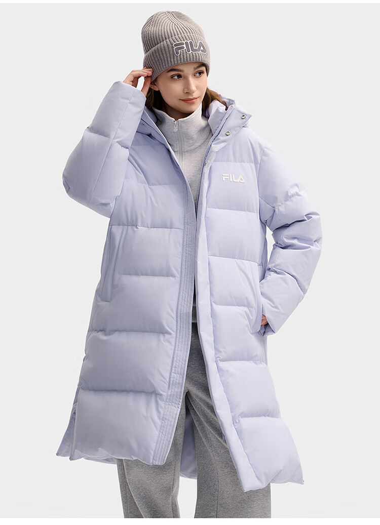FILAFILA Official RGB Long Down Jacket 2025 Winter Couples Hooded Cold-Resistant Warm Coat 23