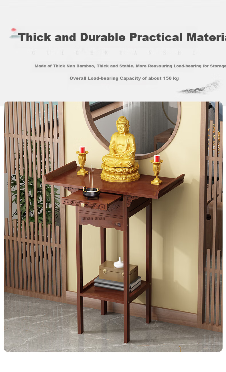 Taomengju Buddha Table, New Chinese Style Standing Cabinet, God of Wealth Cabinet, Buddha Altar, Incense Burner, Buddha Statues, Guan Gong Bodhisattva Altar, Offering Table, Storage Rack 12