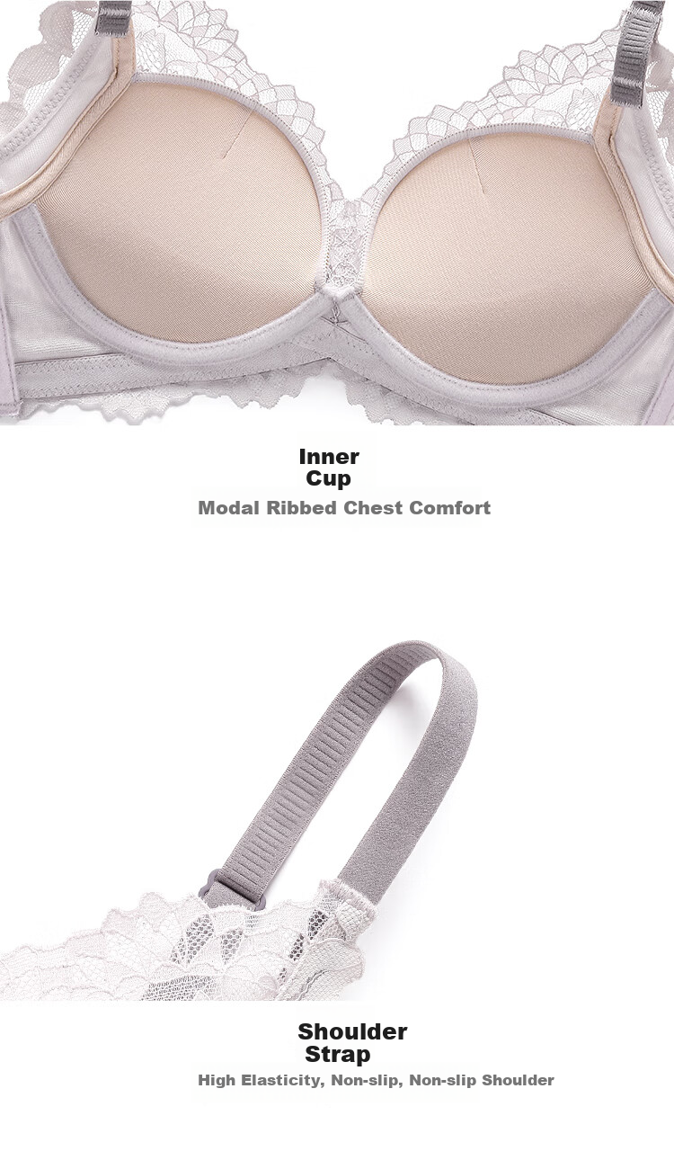Moonbadi Women's Bra Set for Small Breasts, Push-Up, Wireless, Lift, Sexy Lace, Side Support, And Breast Reductio 21