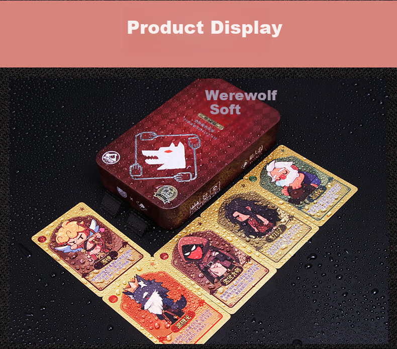 Werewolf Kill Card 2025 Complete Set Iron Box Edition "Close Your Eyes at Night" Golden Collector's Edition PVC Waterproof Werewolf Kill Board Game 3