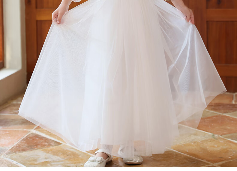 Yinuofang Girls' Performance Dress White Long Skirt Singing Dance Competition Host Dress Birthday Flower Girl Wedding Choir Dress 1
