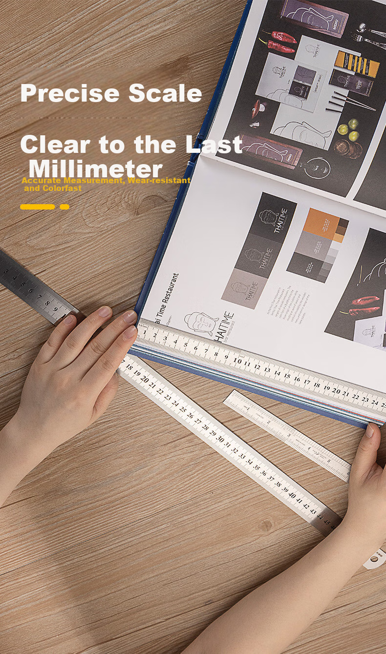 Tianqirui Stainless Steel Straight Ruler, 30cm Metal Steel Ruler, Long Ruler with Scale, Drawing High-Precision Scale Ruler for Measurement 4