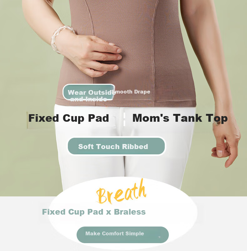 Modaier Plus Size Ribbed Camisole Tank Top for Women with Built-In Bra Pads, Middle-Aged And Elderly Mom's Versatile Underwear Top 2
