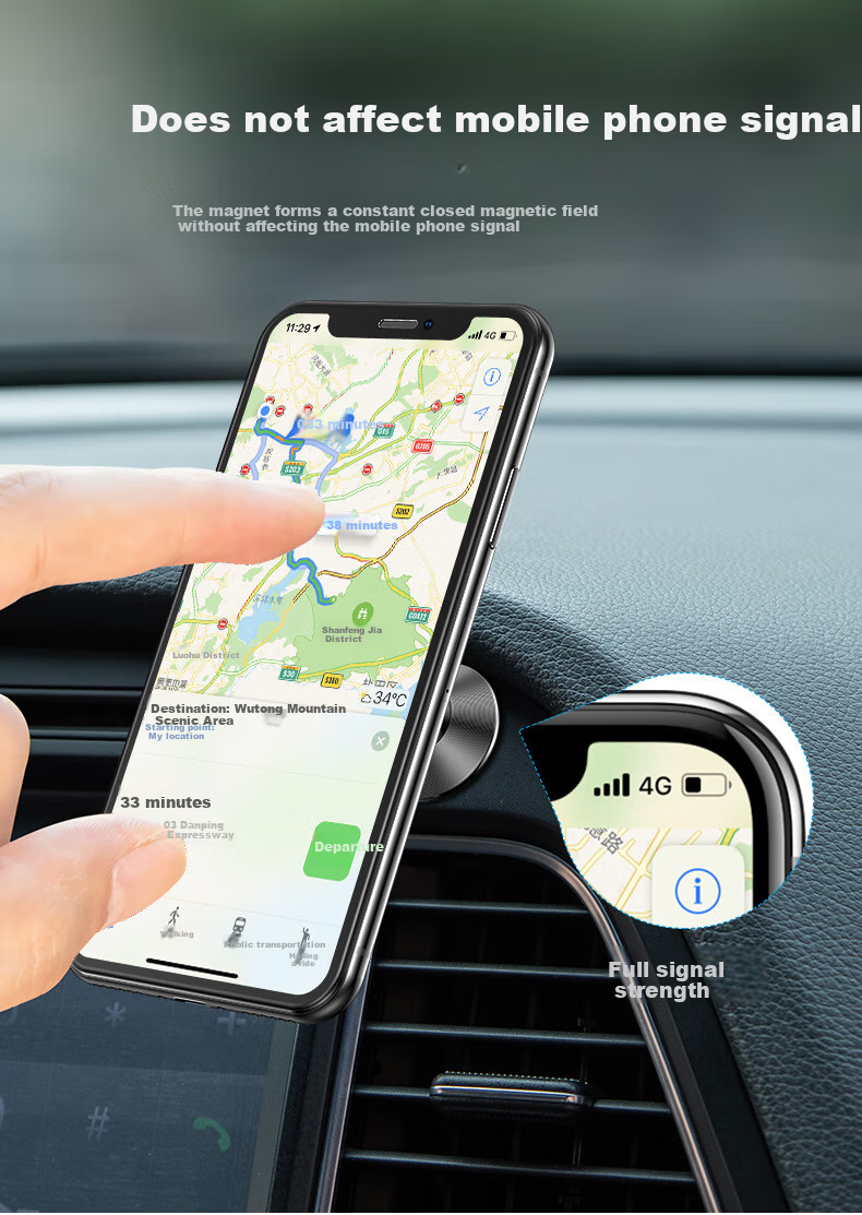 Dijialun Magnetic Car Phone Holder, Suction Cup Mount for Navigation, Center Console Magnetic Stand, Glossy Black 5