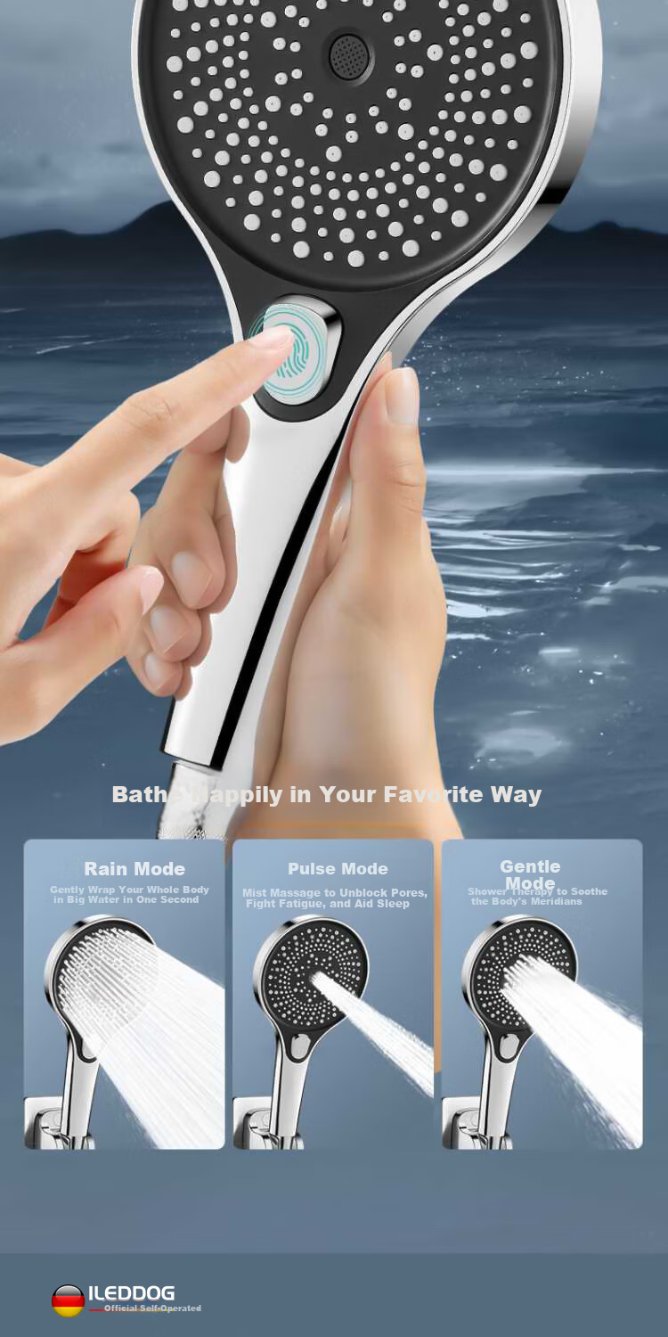 ILeddog [Germany], Pressurized Shower Head, Bathroom Bathing, Multifunctional Handheld Shower Head Set, HL-005 8