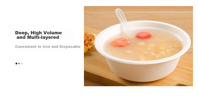Jiamo Disposable Bowls, Biodegradable Tableware, Food-Grade Barbecue Camping Sugarcane Pulp Paper Soup Bowls, Commercial Ramen Lunch Boxes 6
