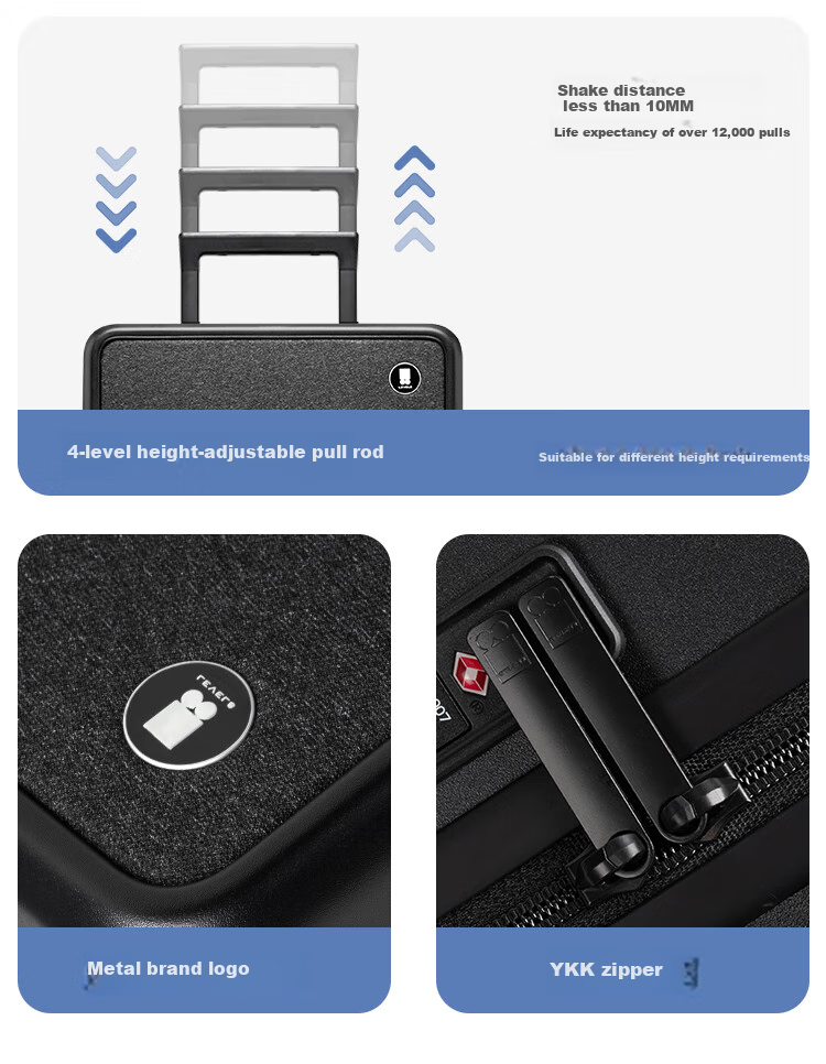 LEVEL8 (LEVEL8) Luggage Suitcase for Men And Women, Carry-On Travel Case, 20-Inch PC Fabric Patchwork Style Trolley Case, Urban Pulse Series Order Black 11