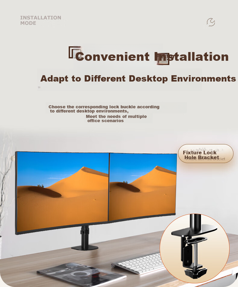 Zhiercheng 17-32 Inch Inverted Monitor Stand, Suitable for Both Inverted And Upright Mounting, Mechanical Arm, Computer Desk Suspension Screen Mounting without Drilling, Dorm Room Desk Height-Increasing Stand 2