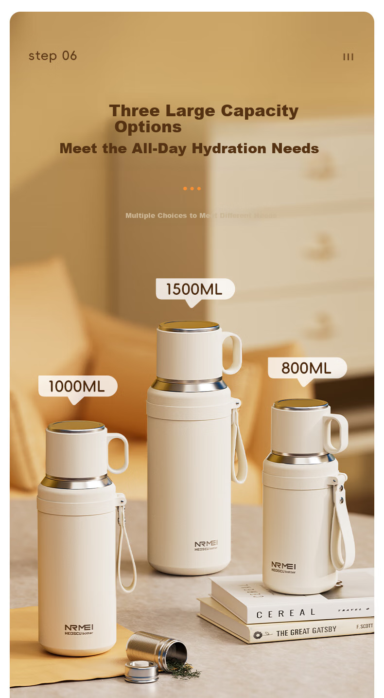 NRMEi Magnetic Insulated Mug Large Capacity Men's Tea Infuser 316 Portable Steeping Tea Magnetic Pop-Up Thermos Water Cup 10