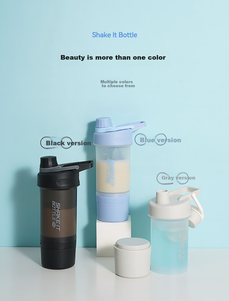 LOCK&LOCK Sports Shaker Bottle with Individual Storage Box, Portable Plastic Cup, Fitness Tea Water Bottle, Gray (580mL+170mL) 15
