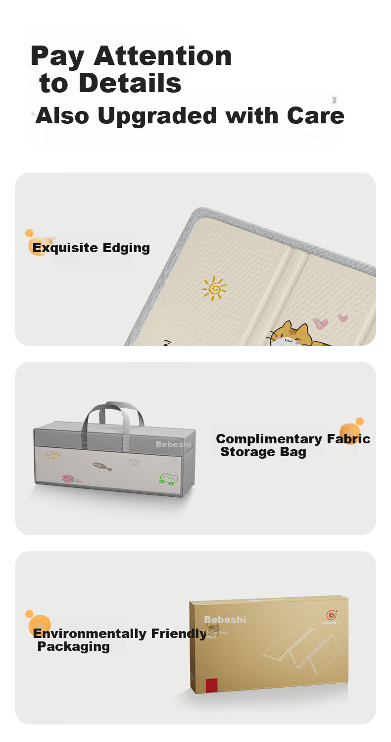 Beiboshi Babybox Cat Paw Crawling Mat, Infant Play Mat, Antibacterial XPE Thickened Foldable, 200*180*2cm 12
