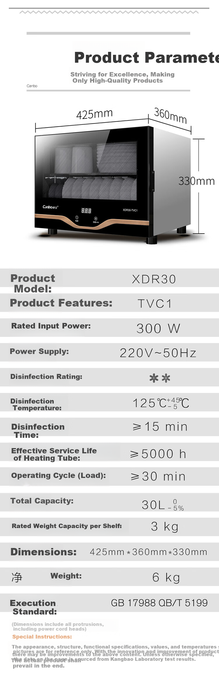 Canbo Disinfection Cabinet, Home Use, Compact Mini Countertop Design, Bowl And Chopstick Sterilizer without Draining, UV Sterilization Cabinet, Baby Bottle Drying And Sterilizing Device, XDZ48-A1 16