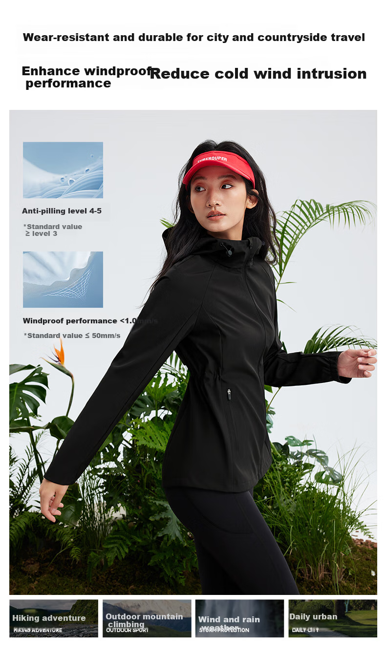 MOLY VIVI Slim Waist Soft Shell Jacket for Women, Waist-Cinching Coat, Spring And Autumn New Style, Windproof And Waterproof Outdoor Hiking Wear, Moli Weivei 5