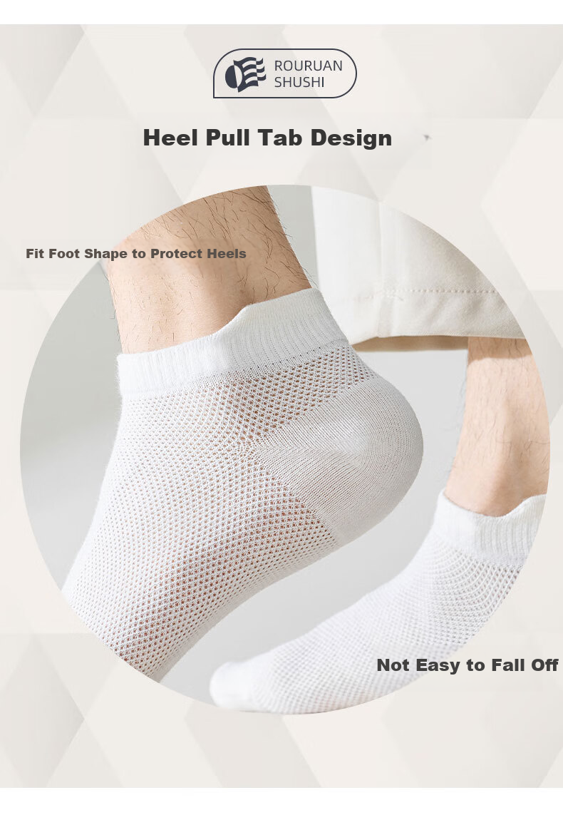Mianmanman Men's Socks, Xinjiang Cotton Short Socks, Antibacterial And Odor-Resistant, Thin Summer Style, Sweat-Absorbing And Breathable, with Ears And Non-Slip Heel, Boat Socks, 10 Pairs 5