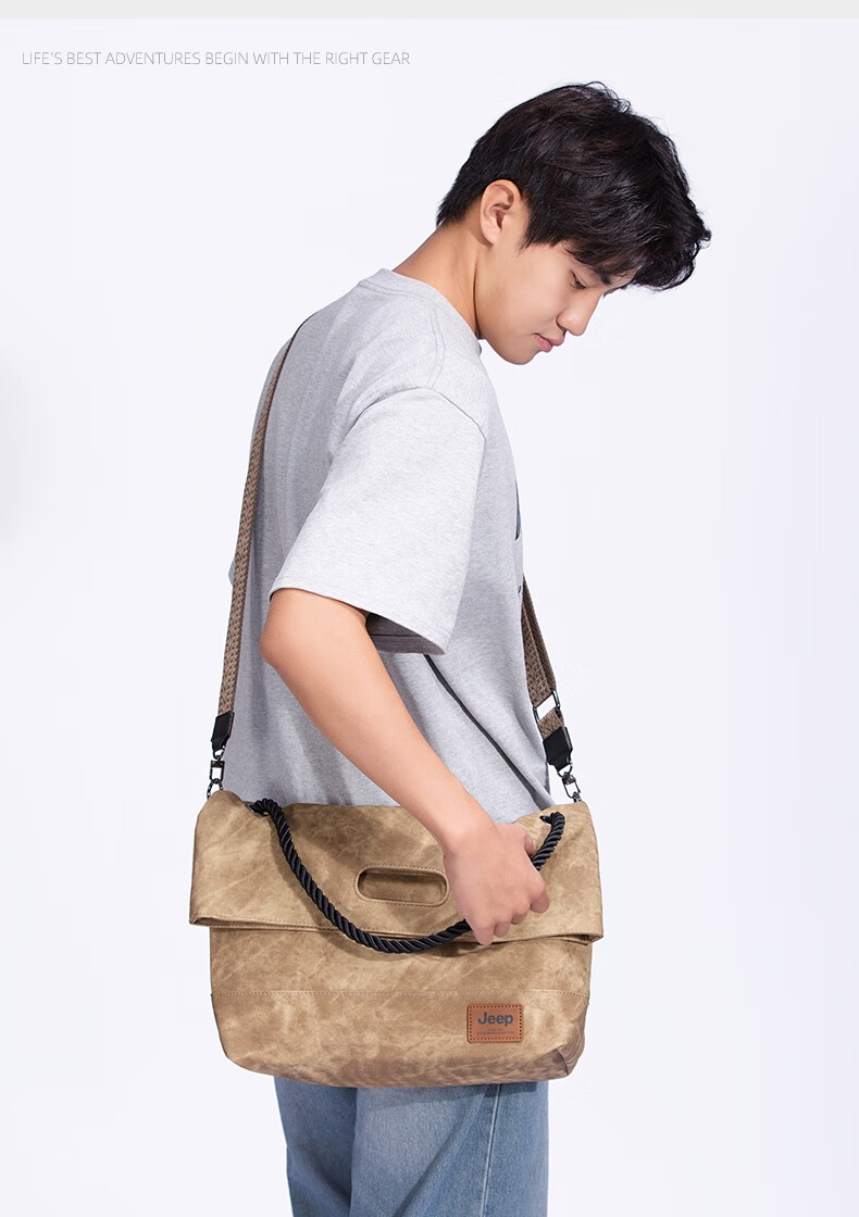 JEEP Crossbody Bag, Retro Casual Style, Versatile, Relaxed And Loose-Fitting, Suitable for Men And Women, Shoulder Bag, Trendy Couple Style Backpack 1