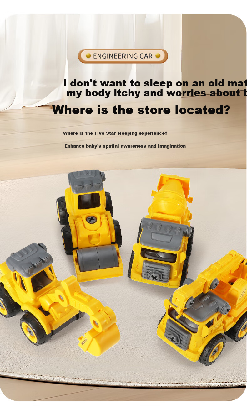 Anby Families Children's Excavator Toy Set for Boys And Girls Ages 3-6, Engineering DIY Inertia Car Model, Birthday Gift 5