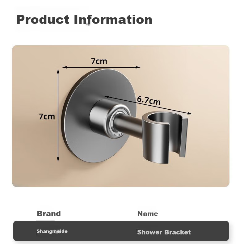 Shangmeide 304 Stainless Steel Shower Head Holder, No Drilling Required, Adjustable Fixing Device, Strong Load-Bearing Capacity of 10kg, Shower Head Bracket 14
