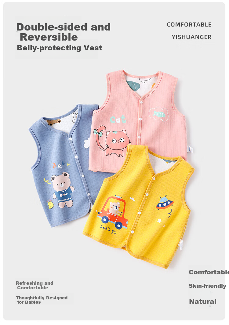 Yishuanger Children's Clothing, Kids' Vest for Spring And Autumn, Girls' Warm Waistcoat, Boys' Cartoon Cotton Vest, Car, 66 2