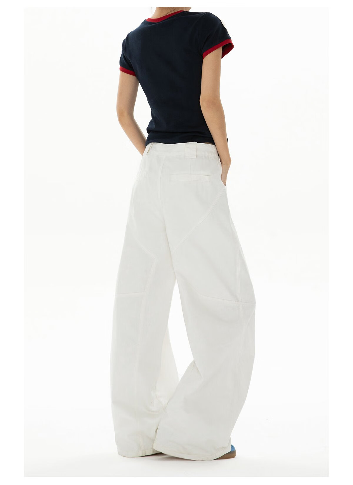 ICH MODE American Style Curved Blade Pants Women 2025 Autumn Winter Four Seasons Loose Straight Casual Wide-Leg Cargo Pants Banana Pants White L 10