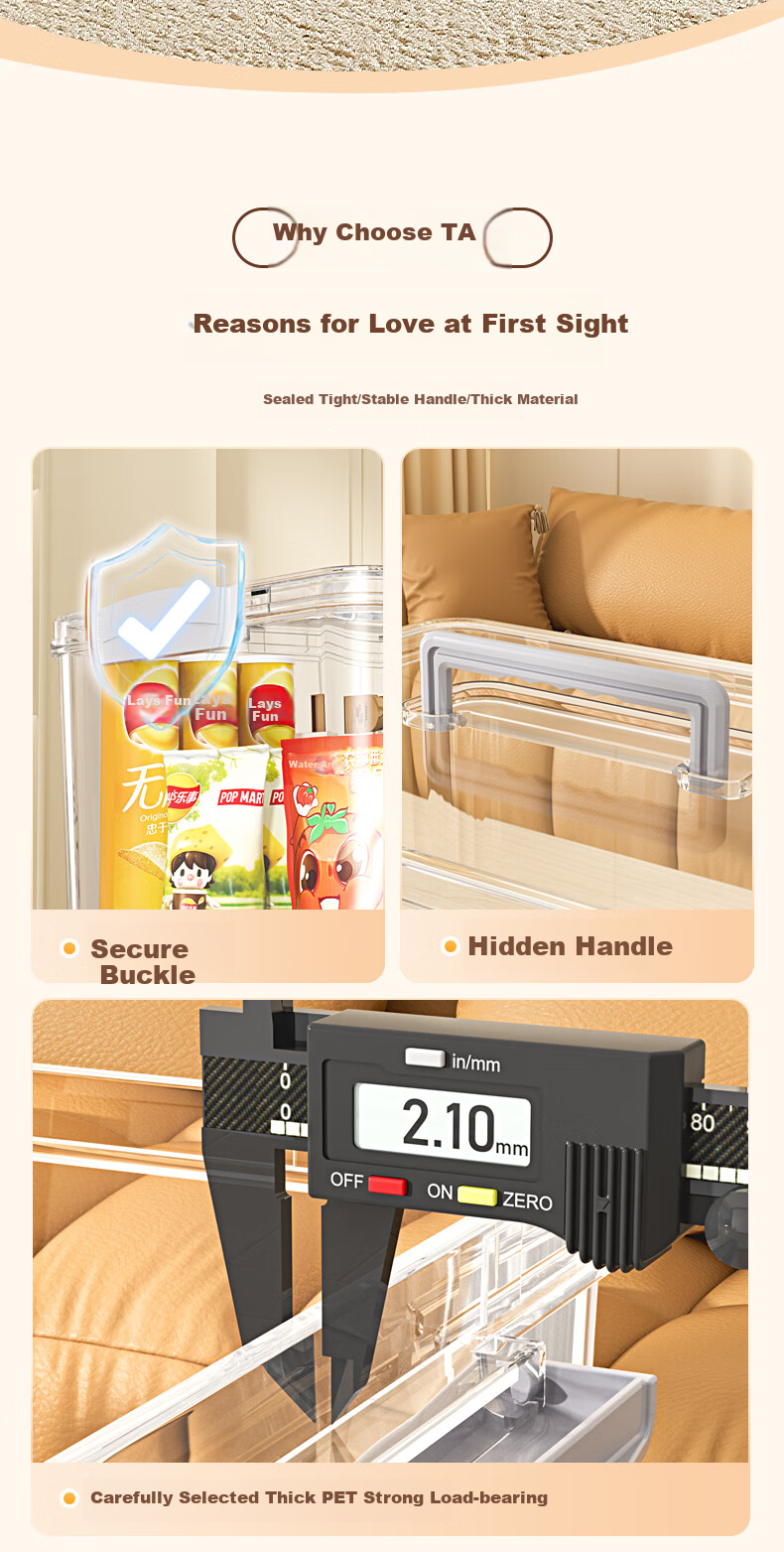 Baicaoyuan Transparent Storage Box with Handle, Thickened Plastic Organizer for Clothes, Toys, Snacks And Books, XL Size 3