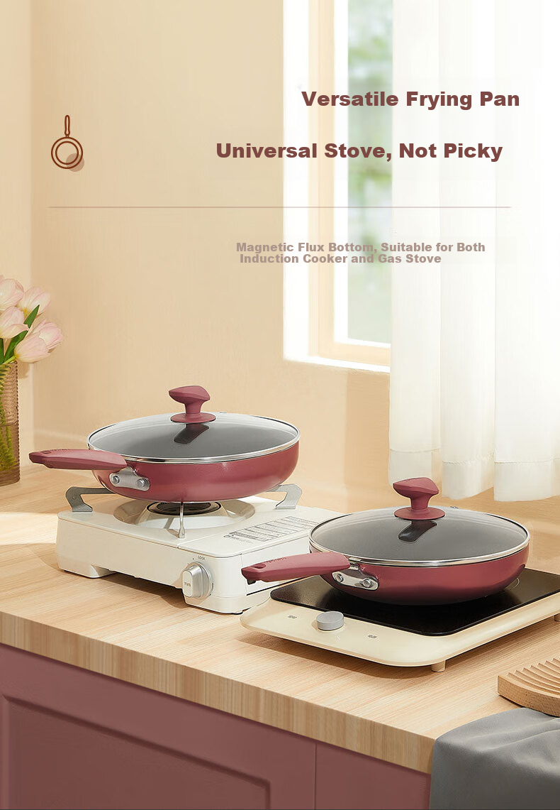 SUPOR Frying Pan, Non-Stick Fire-Red Dot Oil-Gathering Bottom Skillet, Stir-Fry Pan, 28cm Steak Pan EJ28HAP10 12