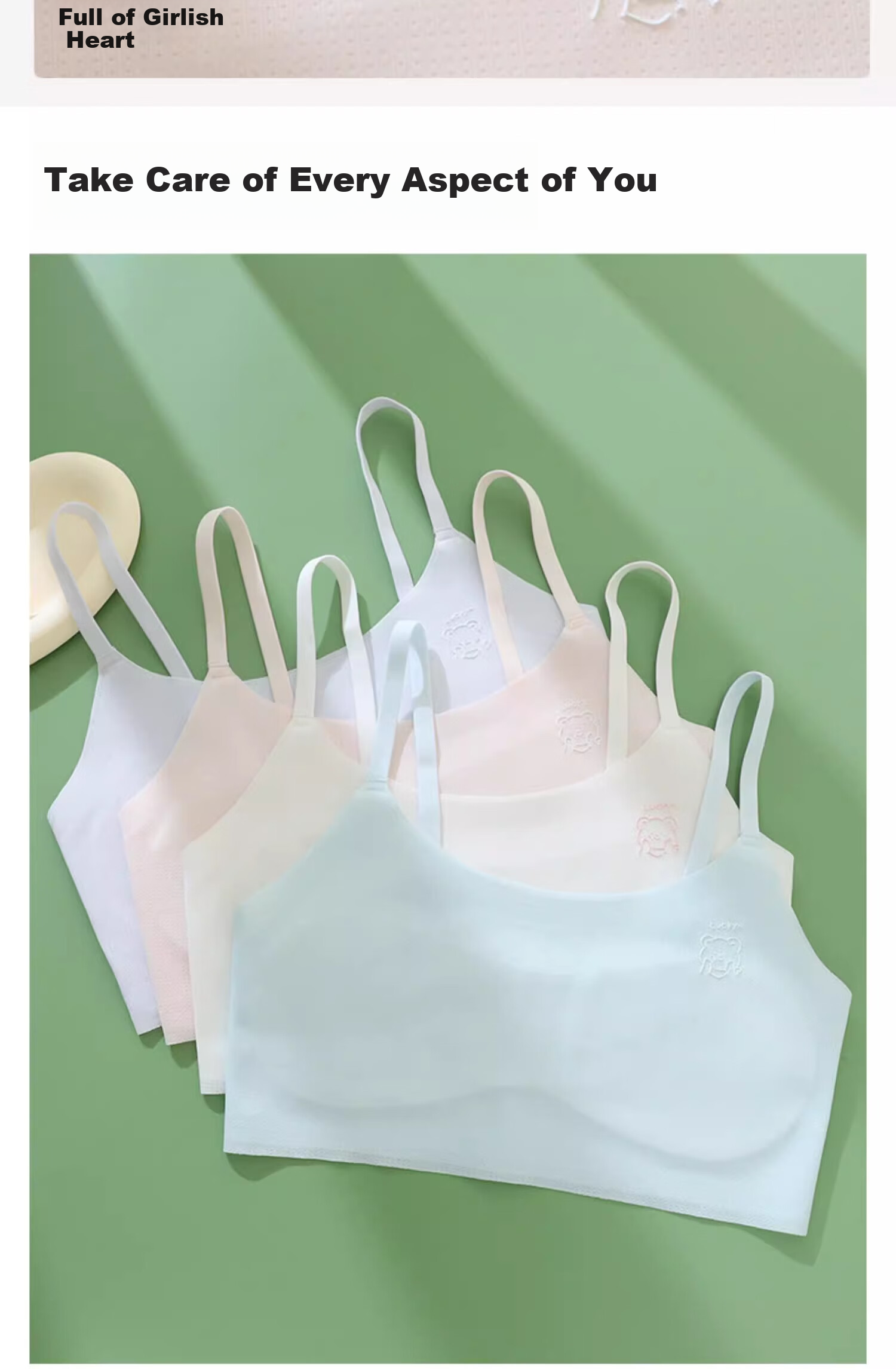 LangSha Girls' Underwear for Puberty, Thin Style Bra for 12-Year Olds, Elementary School Students' Children's Bra for 10-Year Girls, First Stage Camisole 13