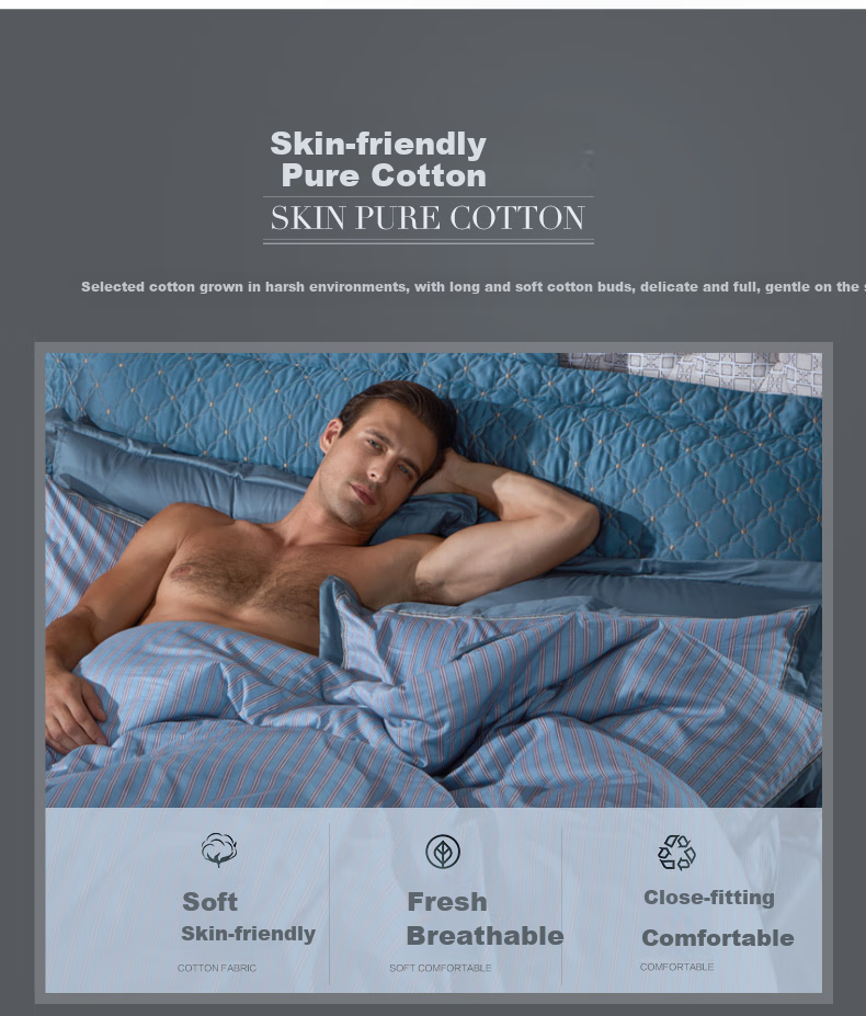FUANNA Cotton Bedding Set, Pure Cotton Bedsheet And Duvet Cover, Unisex Simple Style for Single Or Double Bed, 203×229cm, Home Decor 8