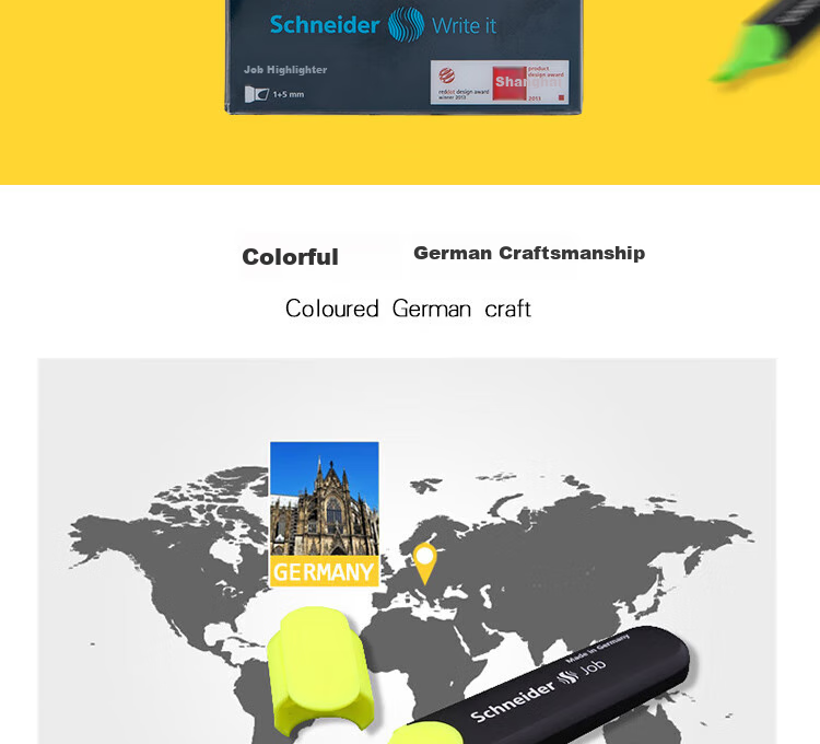 Schneider Large Capacity Highlighter Marking Pen for Colorful Highlighting And Note-Taking, Essential Office Supplies, 1-5mm Classic 4-Color Set 1550 2