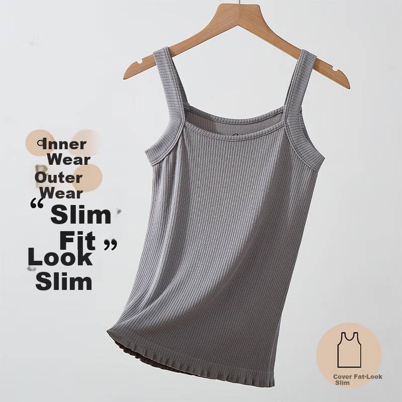 LangSha Women's Camisole Tank Top, Slimming Ribbed Comfortable Side Support Lace Hem Vest, New Style for 2026