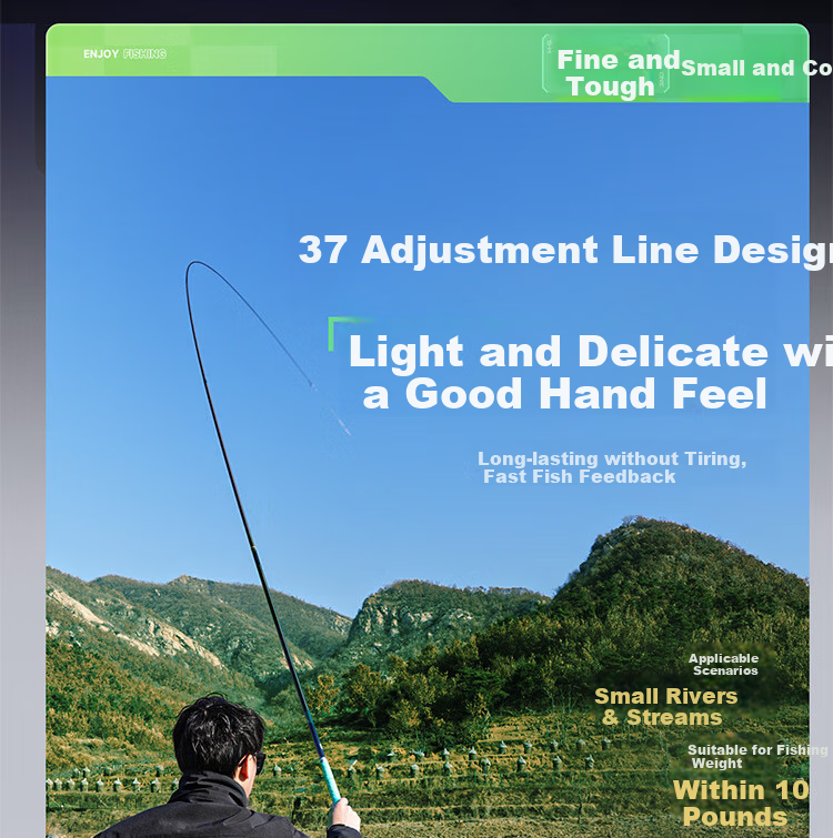 Handing First Generation Four Fishing Rod, Handheld Carbon Fiber Pole, Fishing Rod, 7.2m Four Generation Comprehensive Set 9
