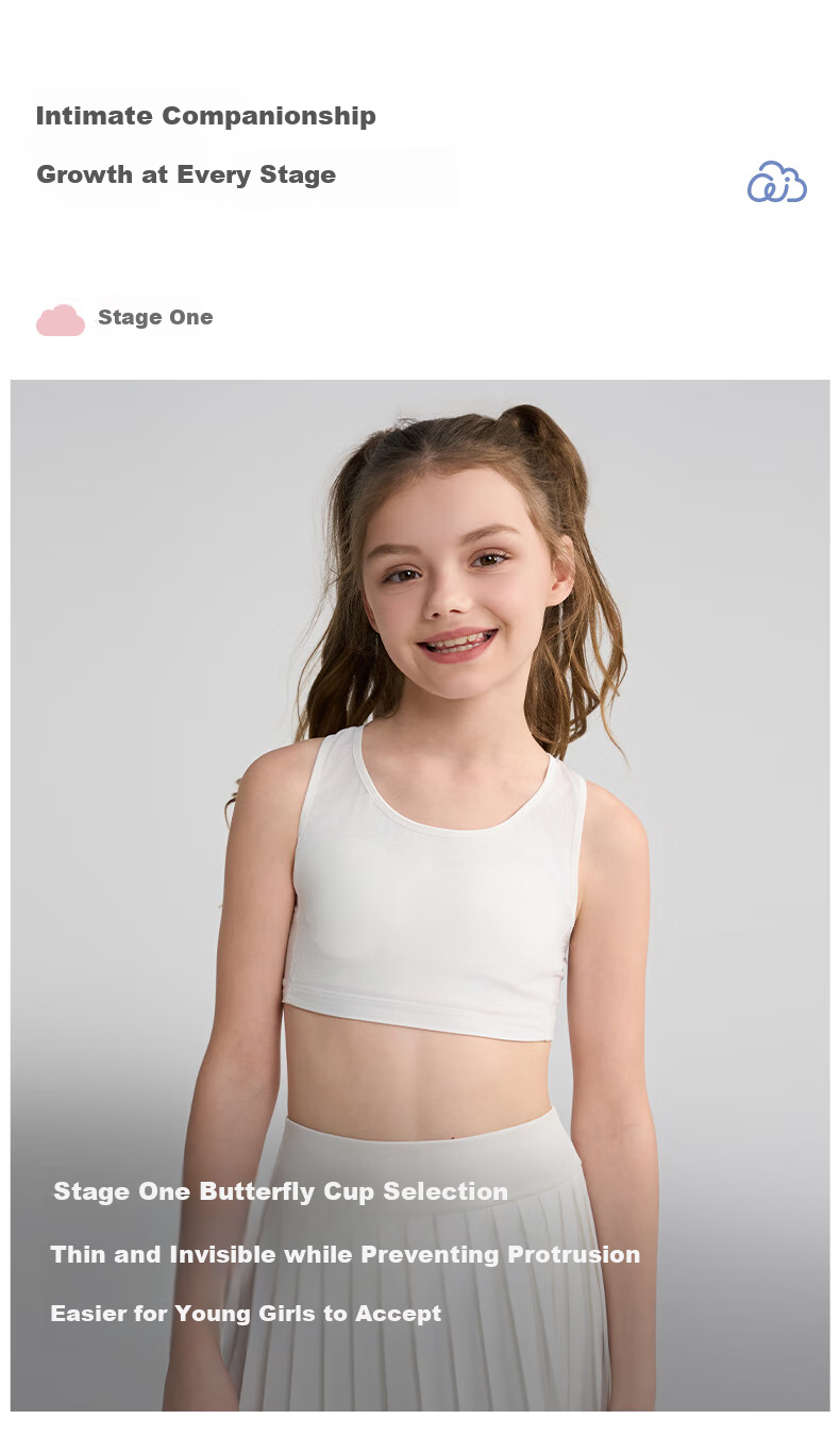 AIMER JUNIOR Bra Vest-Style Puberty Development Underwear, Sports Quick-Dry Antibacterial Ice Silk, Three-Stage - Light Bean Green, 170 8
