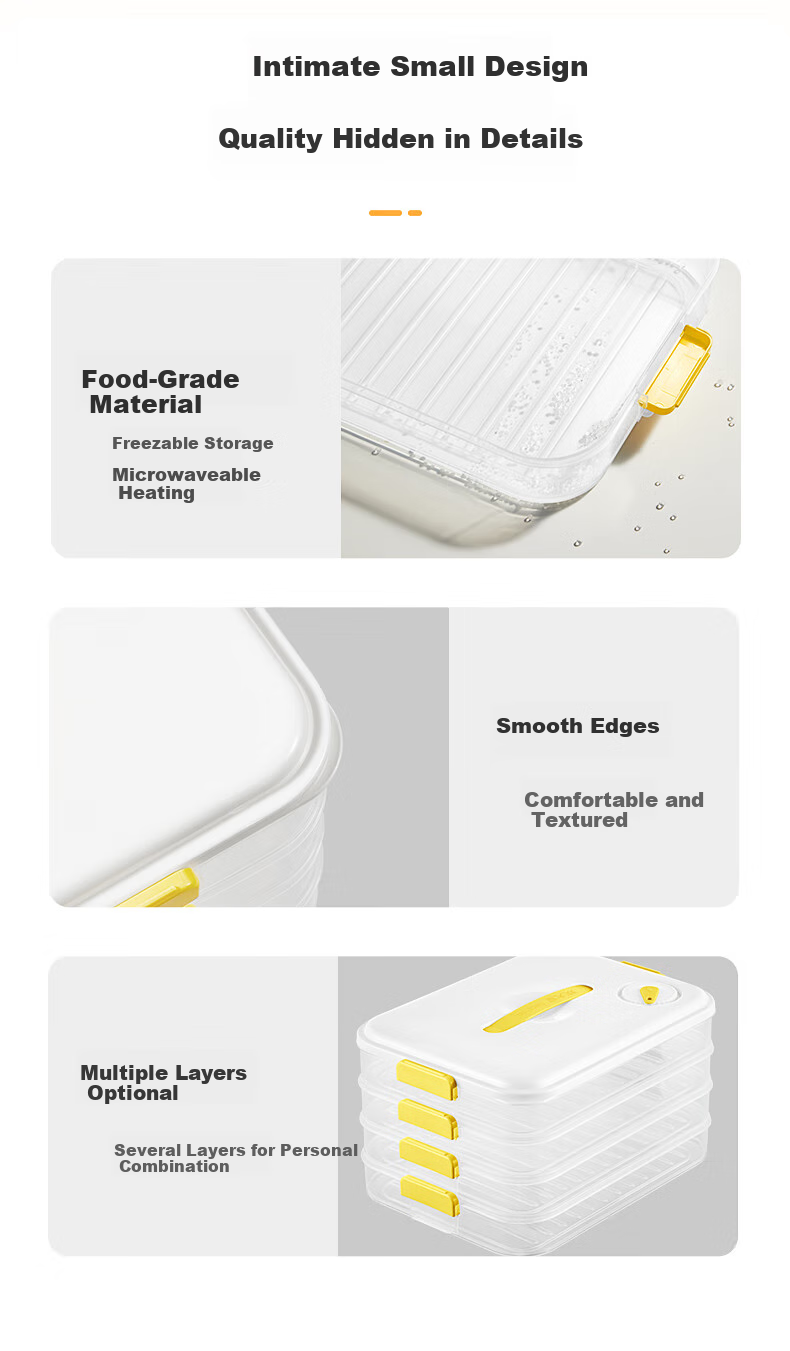 COOKER KING Multi-Functional Dumpling Box, 2-Layer Large Storage Container, Refrigerator Fresh-Keeping Box, Food-Grade Freezer Box for Dumplings And Wontons, White 10