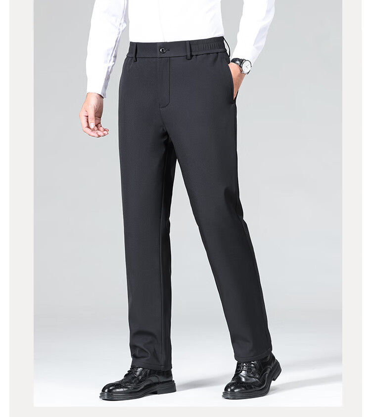 ROMON 90% Duck Down Men's Winter Warm Thick Fleece Lined Suit Pants Straight Leg Trousers 810 Black M 12