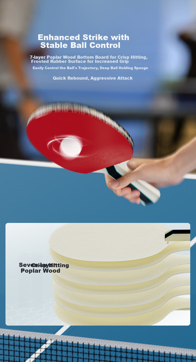 JD Original Ma Xiao Three-Star Table Tennis Racket Single Straight Handle, with Free Racket Case And Ping Pong Balls 7