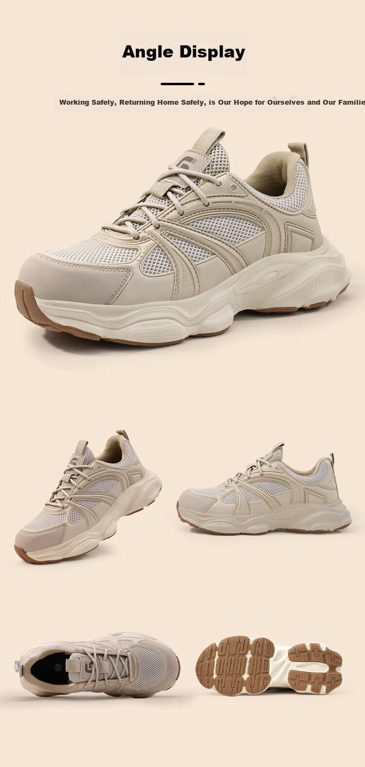 JUNBU Safety Shoes for Men with Steel Toe Cap, Anti-Smashing, Puncture-Resistant, Breathable, Soft Sole, Comfortable Construction Site Work Boots 5008BK Size 41 11