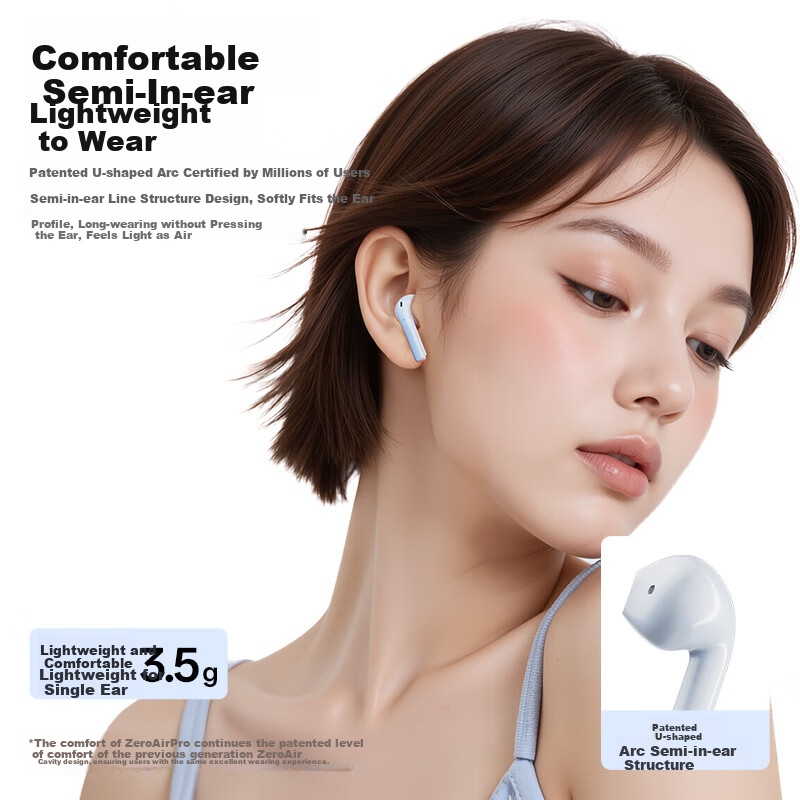 Беспроводные наушники Manbuzhehuazai Zero Air Pro, полувнутриканальные, Bluetooth 6.0, 41 час работы, цвет "Кокосовое молоко"