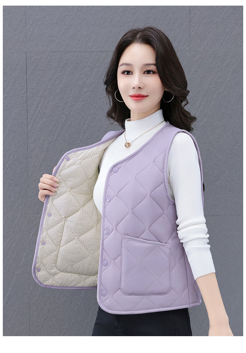 Woodpecker Women's Wool Vest Outerwear 2025 Autumn Winter New Lightweight Thickened Warm Vest for Moms Black XL 11